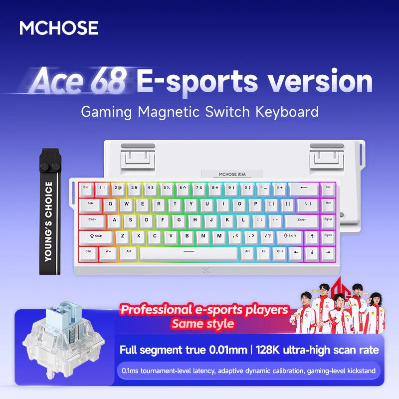 MCHOSE Ace68 Wired Mechanical Gaming Keyboard-68-Key Ultra-Compact layout RGB Backlit Ultra-Low Latency Type-C Wired