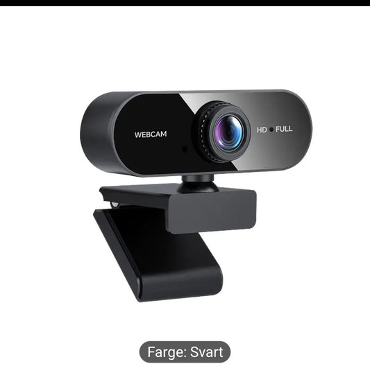 1080P Full HD Webkamera med USB Plug & Play, Roterbar Vidvinkelobjektiv, Autofokus og Eksponeringskontroll, Innebygd Mikrofon, Kompatibel med PC/Mac/Bærbar PC for Videosamtaler, Online Undervisning, Gaming – Kompakt Design til Hjemmekontor og Strømming, W