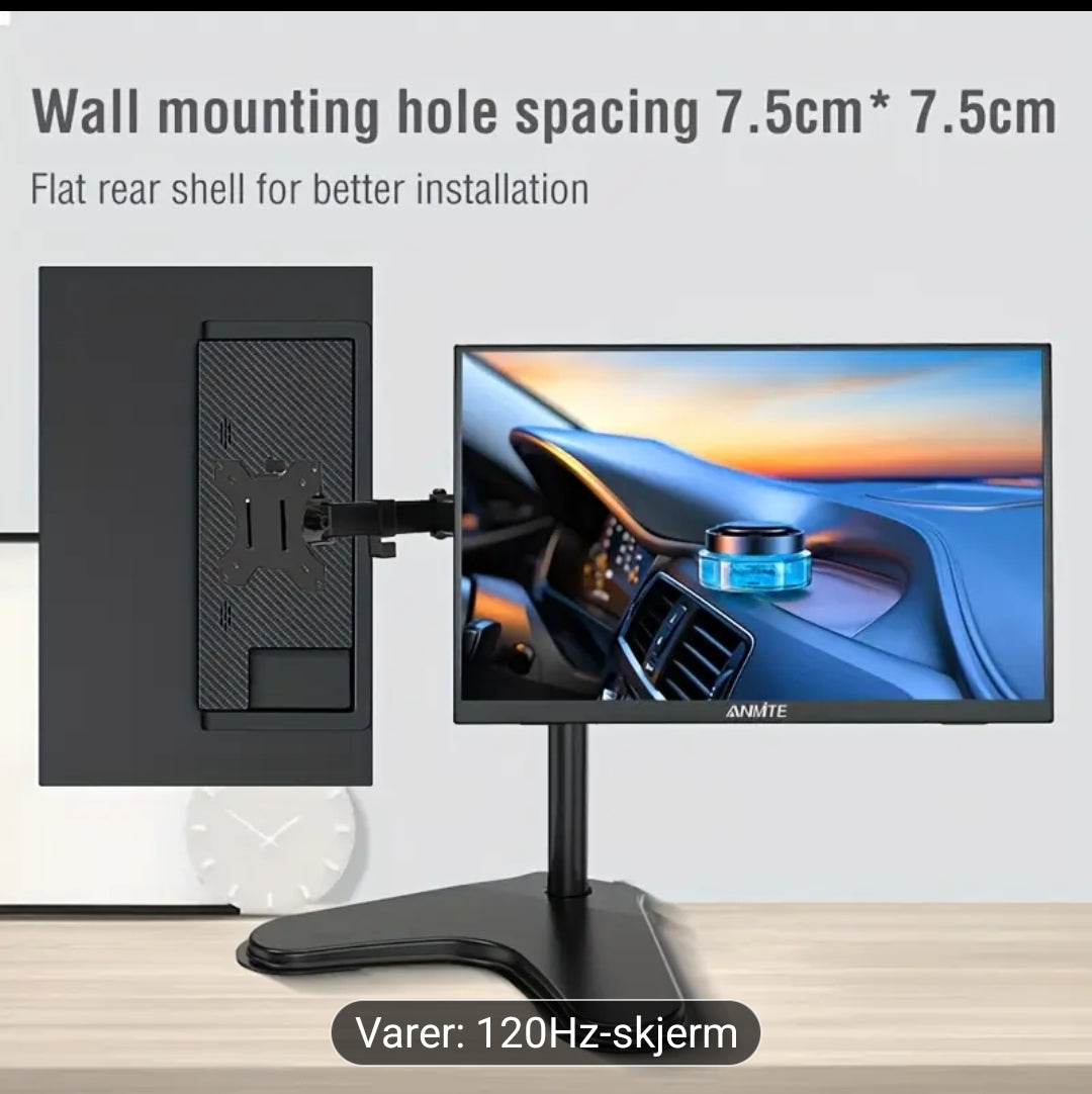 ANMITE 18,5" Bærbar Skjerm 120Hz HDR IPS Laptop/PC Ekstern Skjerm med RGB Bakgrunnsbelysning, VESA-montering & Stativ, -C (Uten Adapter), - Spill/Video/Skjerm, FHD 1080p+ Oppløsning, Kompatibel med /Switch/Smarttelefoner