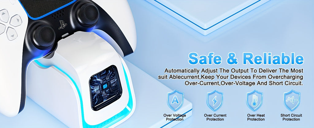 PS5 Controller Charger, 2024 Upgrade Charging Dock For PlayStation 5 Dualsense & Edge Controller, With 6 RGB LED Light Mode, PS5 Fast Charging Station With Cable