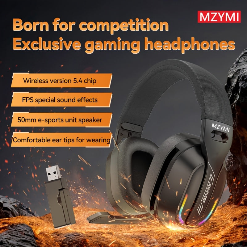 MZYMI GT100 2.4GHz/Wireless Gaming Headset for PlayStation 5 4, Gamer Headphones with Detachable Microphone for PS5, PS4, PC, Switch, Ultra-low Latency, 25 Hours Playtime, Wired Mode for Xbox Series, Console Gaming, Pc Headse
