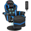 1pc SAFSTAR Ergonomic Gaming Chair with Memory Foam Padding, High-Back Massage Recliner with Adjustable Footrest, Swivel Executive Computer Chair with Headrest and Cup Holder, Metal Frame, PU Leather, Remote Control, 110V-240