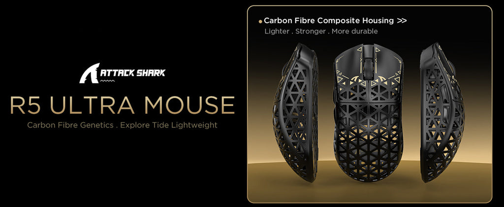 ATTACK SHARK R5 Ultra Carbon Fiber Wireless 8K Gaming Mouse 39g SUPERLIGHT, PixArt PAW3950MAX Gaming Sensor, 8000Hz Wireless Pol