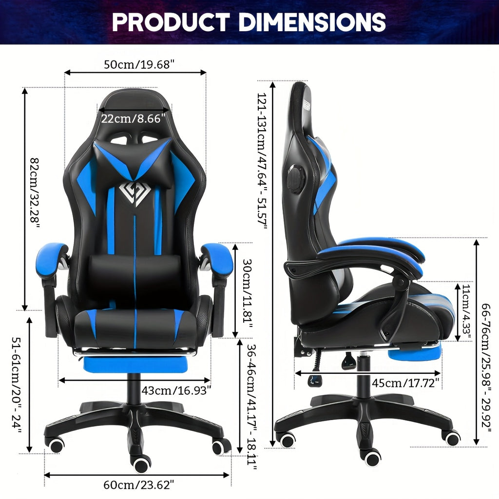 LED Gaming Chair, Big And Tall Video Game Chair With Wireless Speakers And Massage, Reclining High Back Computer Desk Chair With Footrest, For 397lbs