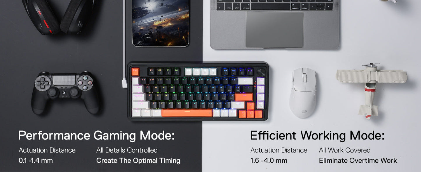Redragon K714 Rapid Trigger HE Gaming 75% 81 Keys Wired Mechanical Keyboard，Hyper-Fast Actuation Magnetic Switch