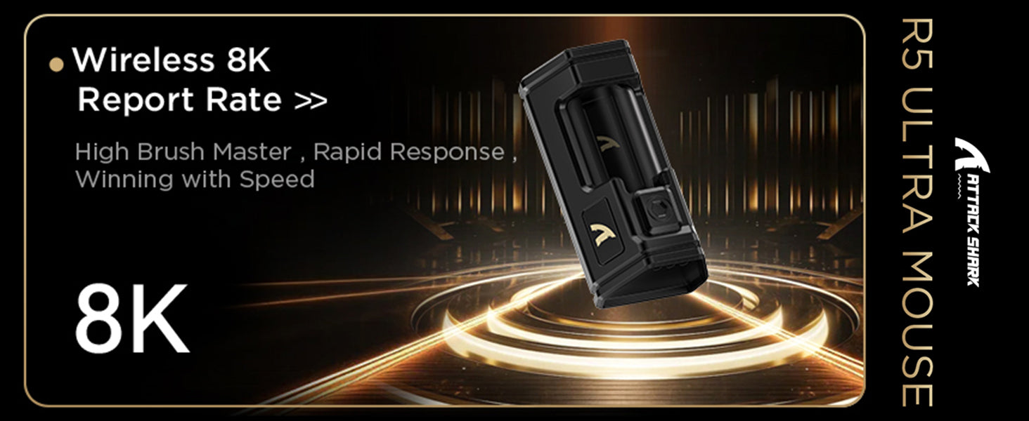 ATTACK SHARK R5 Ultra Carbon Fiber Wireless 8K Gaming Mouse 39g SUPERLIGHT, PixArt PAW3950MAX Gaming Sensor, 8000Hz Wireless Pol