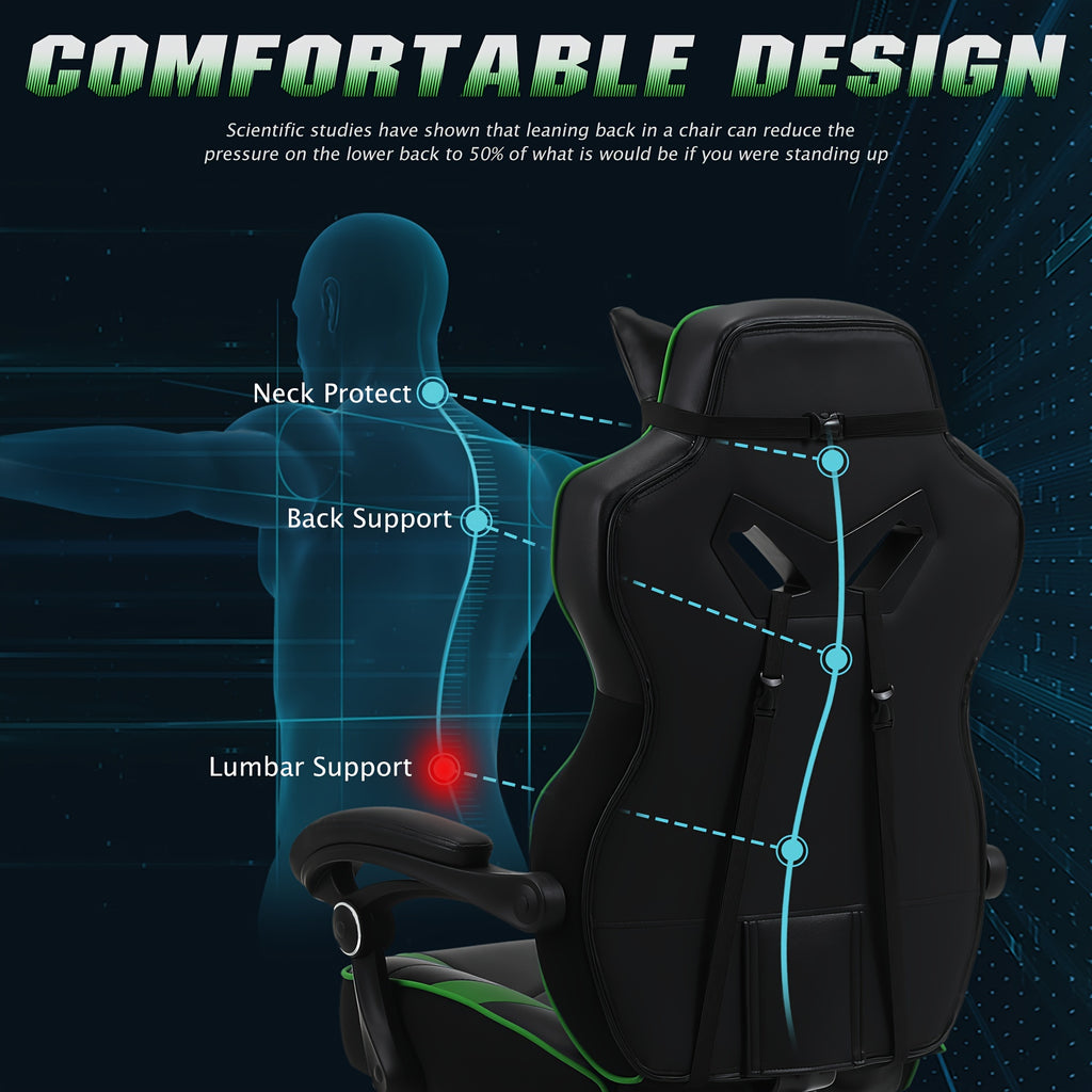 Adult Gaming Chair Adjustable Backrest Height Recliner Computer Chair With Footrest Ergonomic Computer Gaming Chair Computer Gaming Chair With Massage Gaming High-back Chair Large And Tall Gaming Chair Large Computer Gaming C