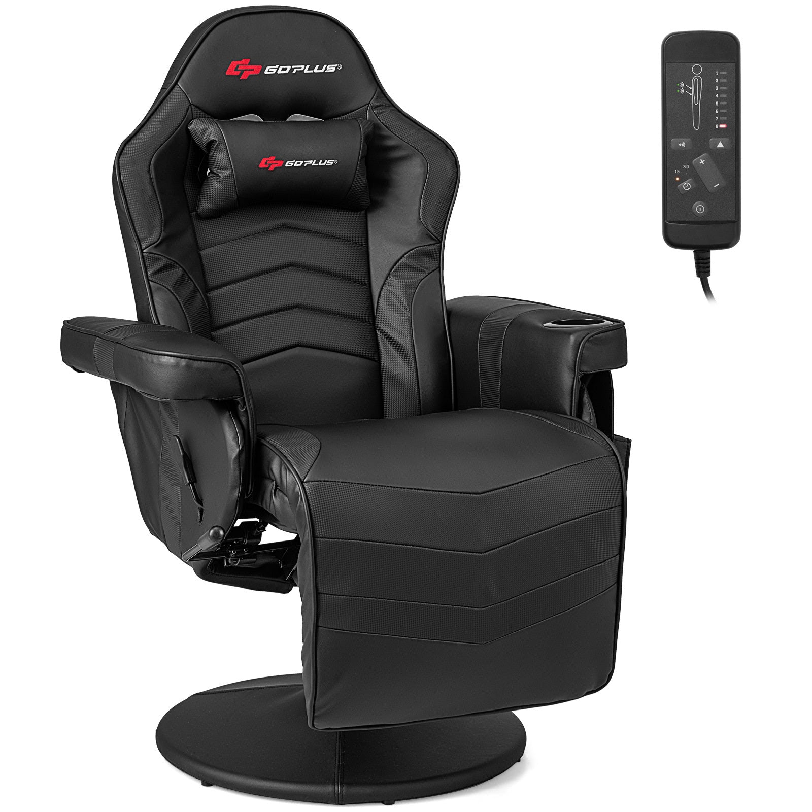 1pc SAFSTAR Ergonomic Gaming Chair with Memory Foam Padding, High-Back Massage Recliner with Adjustable Footrest, Swivel Executive Computer Chair with Headrest and Cup Holder, Metal Frame, PU Leather, Remote Control, 110V-240