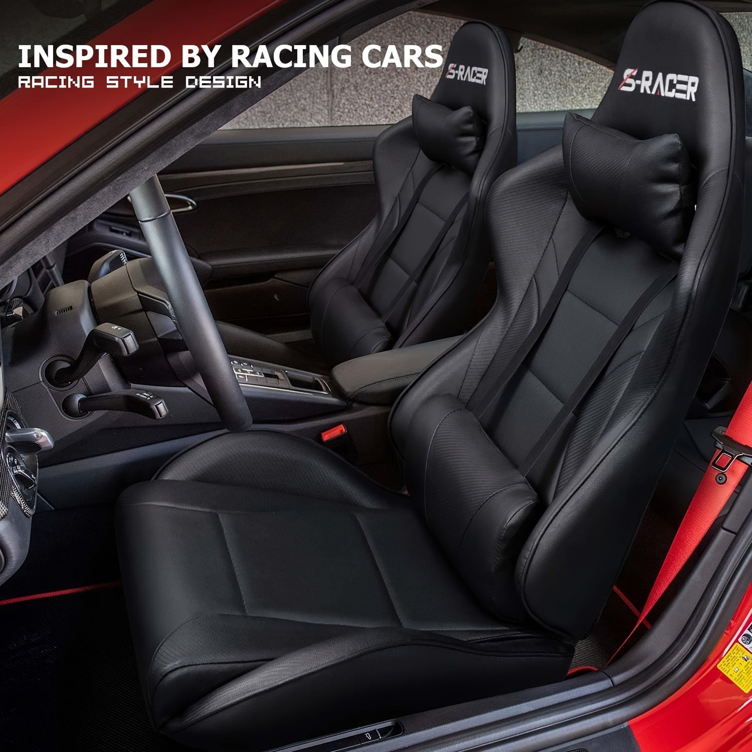 1pc Gaming Chair Office Chair High Back Racing Computer Chair PU Leather Adjustable Seat Height Swivel Chair Ergonomic Executive Chair With Headrest, Black