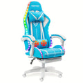 RGB Gaming Chair with LED Lights and Massage Ergonomic Computer Chair High Back Video Game Chair with Footrest and Adjustable Lumbar Support Linkage Armrest