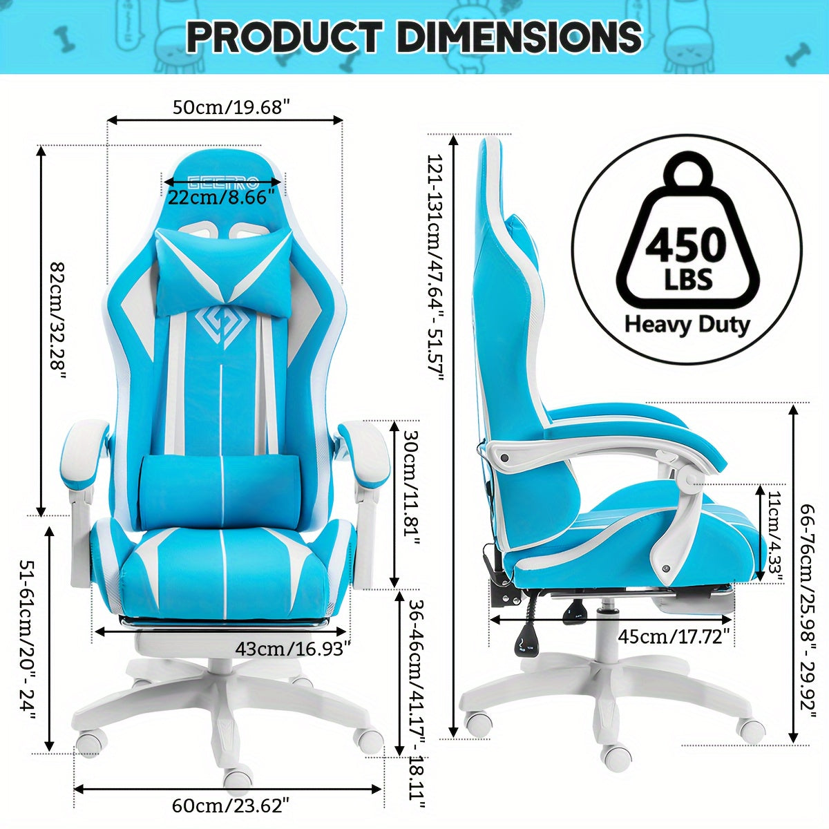 RGB Gaming Chair with LED Lights and Massage Ergonomic Computer Chair High Back Video Game Chair with Footrest and Adjustable Lumbar Support Linkage Armrest