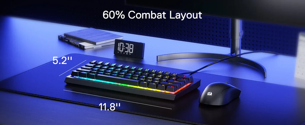 Redragon K522 60% Wired RGB Membrane Gaming Keyboard,Compact 61 Keys Linear Mechanical-Feel Switch