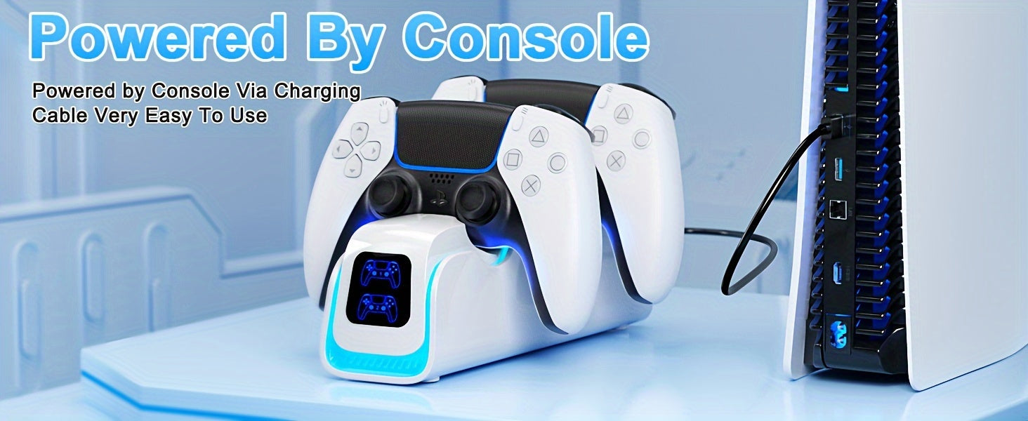 PS5 Controller Charger, 2024 Upgrade Charging Dock For PlayStation 5 Dualsense & Edge Controller, With 6 RGB LED Light Mode, PS5 Fast Charging Station With Cable
