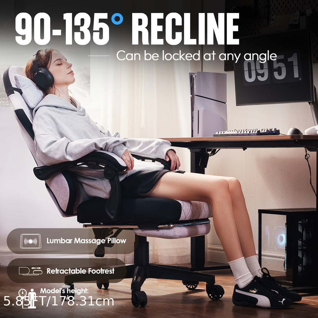 Dowinx Gaming Chair With Footrest, Gaming Chair Big And Tall For Heavy People, Gamer Chair For Adult With Massage, High Back Ergonomic Computer Chair With Footrest For Adults