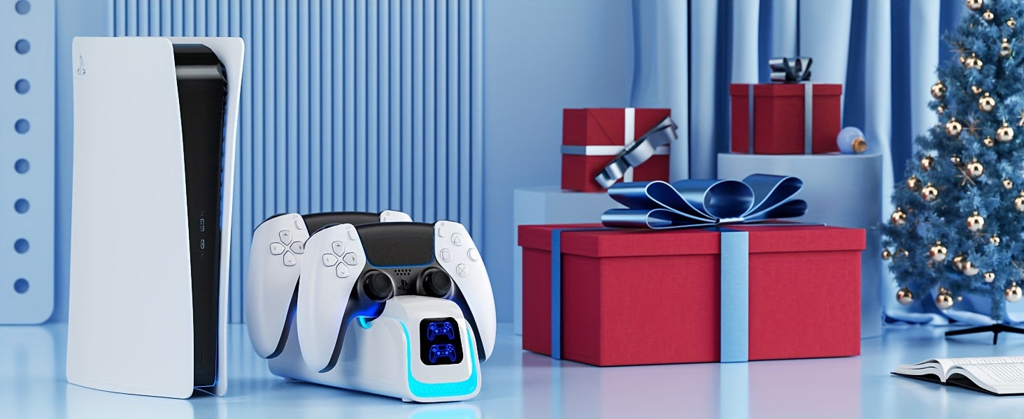 PS5 Controller Charger, 2024 Upgrade Charging Dock For PlayStation 5 Dualsense & Edge Controller, With 6 RGB LED Light Mode, PS5 Fast Charging Station With Cable