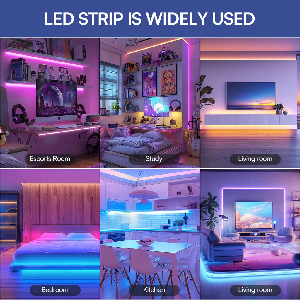 100ft 24V-12D-30M Meter 2835RGB Red Green Blue Colour  App Control Smart LED Strip Light for Home Bedroom