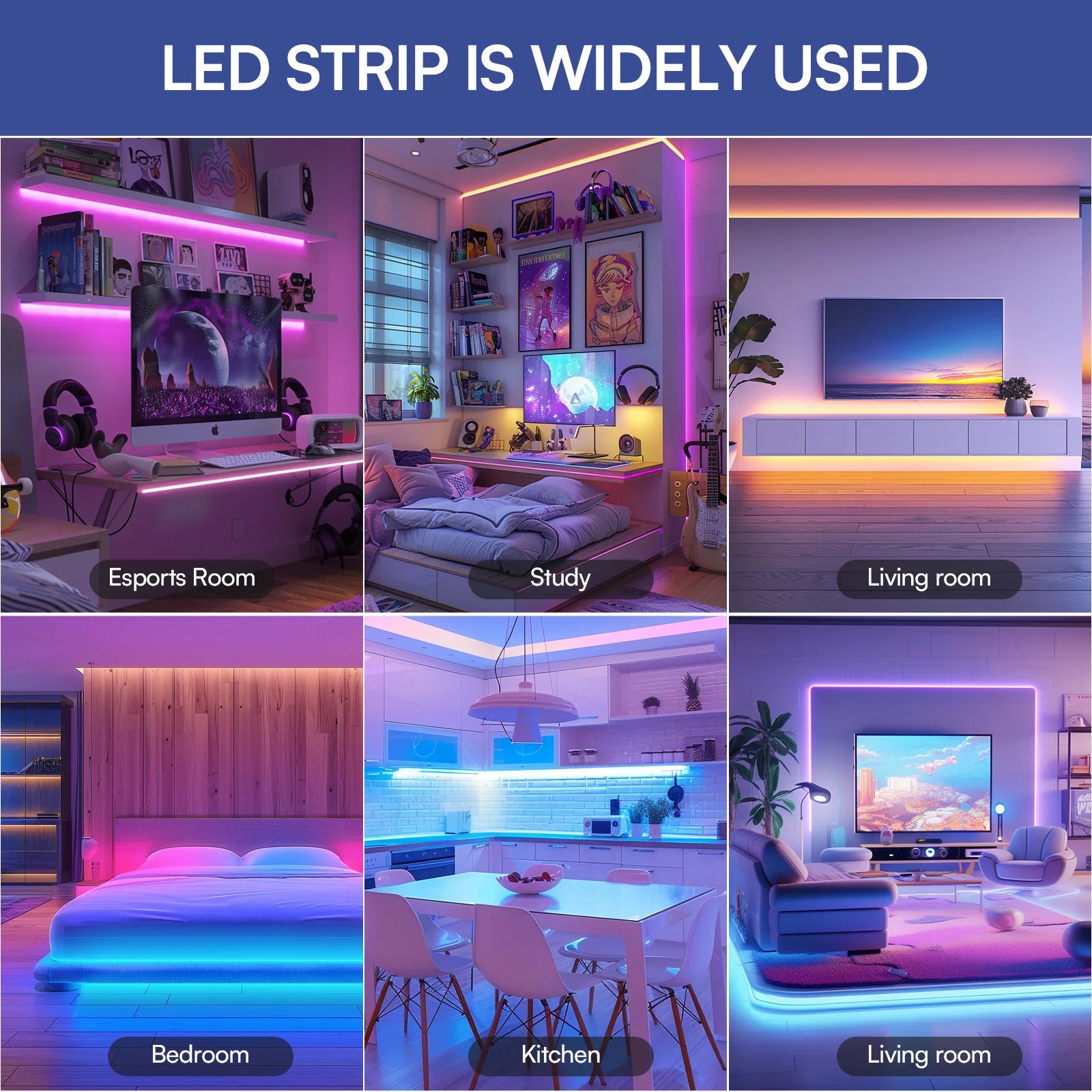 100ft 24V-12D-30M Meter 2835RGB Red Green Blue Colour  App Control Smart LED Strip Light for Home Bedroom