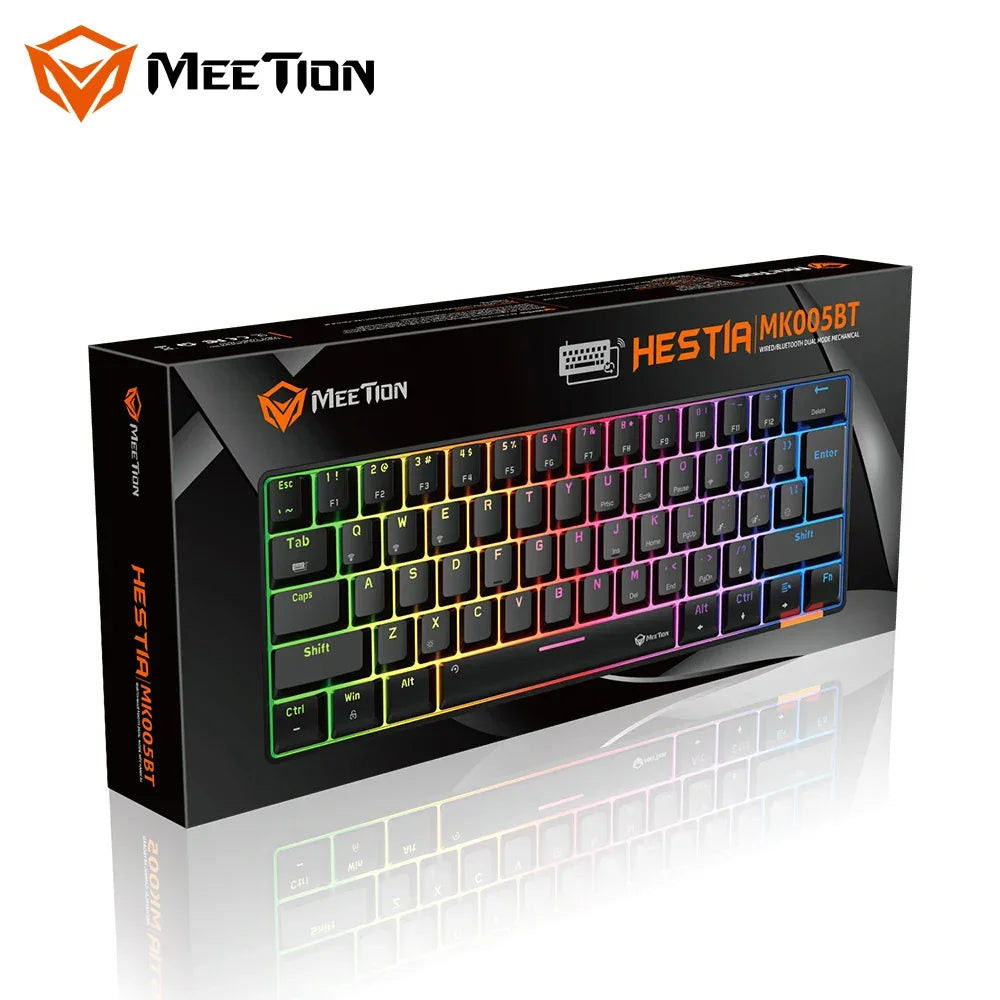 MEETION 61 Keys Keyboard 60% RGB LED Backlit Mechanical Keyboard Teclado Gamer Wired  Mini Gaming Keyboard