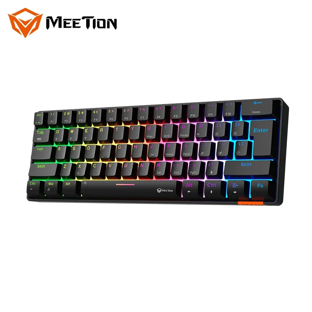 MEETION 61 Keys Keyboard 60% RGB LED Backlit Mechanical Keyboard Teclado Gamer Wired  Mini Gaming Keyboard