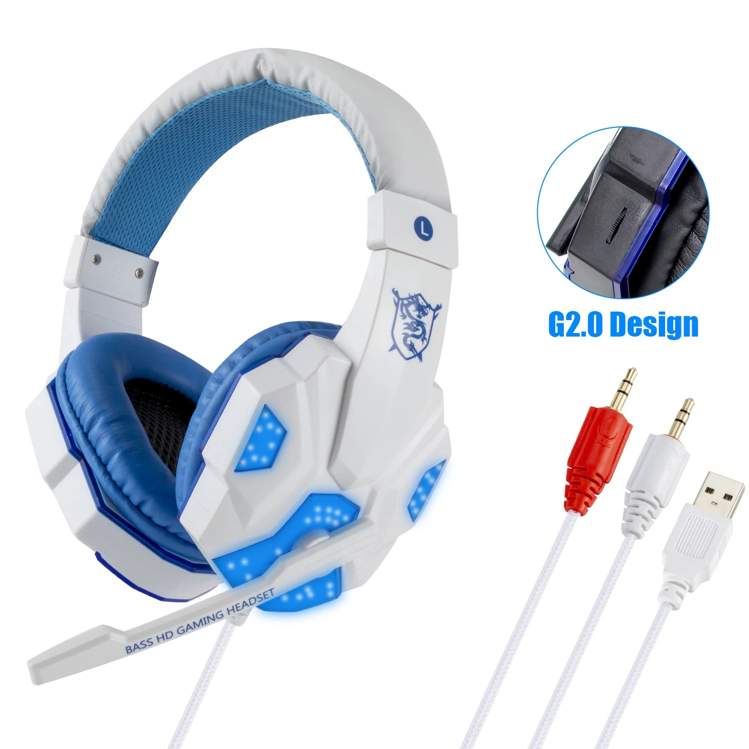 Gaming Headset with Mic and LED Light for PC Laptop Computer Cellphone PS4 Xbox 3.5mm Wired Stereo PC Gaming Headset Gifts