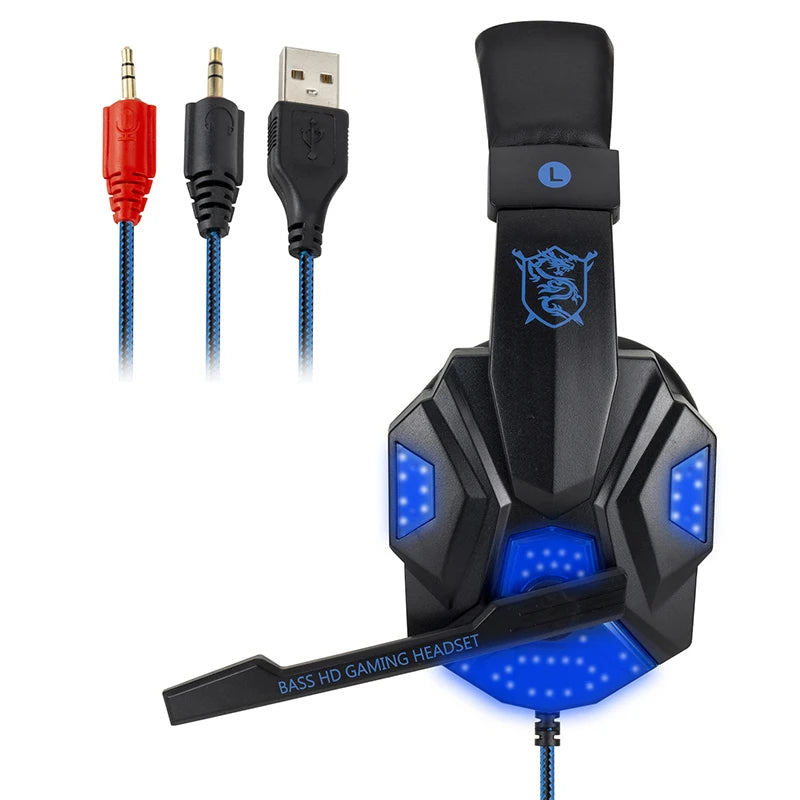 Gaming Headset with Mic and LED Light for PC Laptop Computer Cellphone PS4 Xbox 3.5mm Wired Stereo PC Gaming Headset Gifts