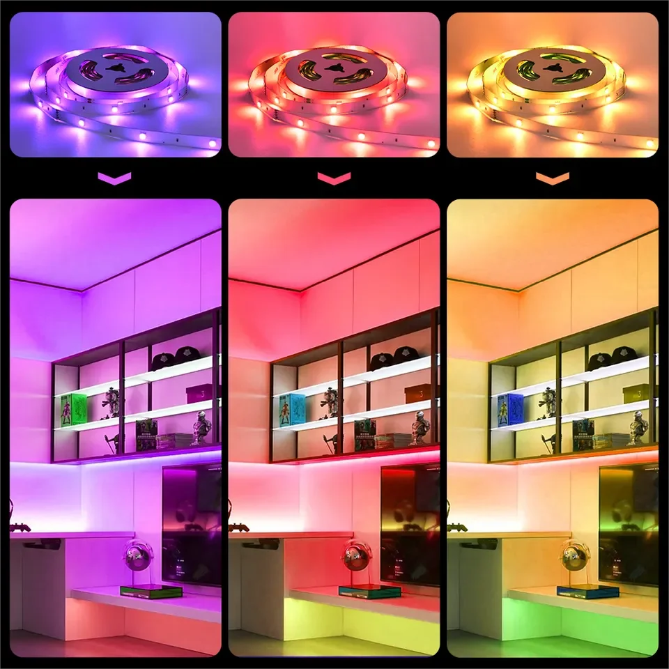 100ft 24V-12D-30M Meter 2835RGB Red Green Blue Colour  App Control Smart LED Strip Light for Home Bedroom