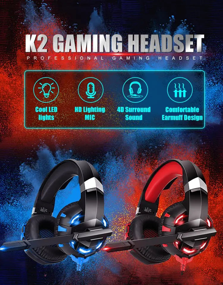 Gaming Headset with Mic and LED Light for PC Laptop Computer Cellphone PS4 Xbox 3.5mm Wired Stereo PC Gaming Headset Gifts