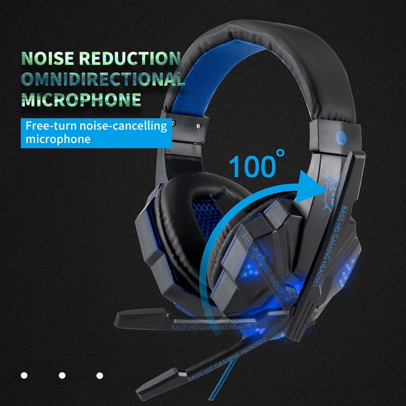 Gaming Headset with Mic and LED Light for PC Laptop Computer Cellphone PS4 Xbox 3.5mm Wired Stereo PC Gaming Headset Gifts