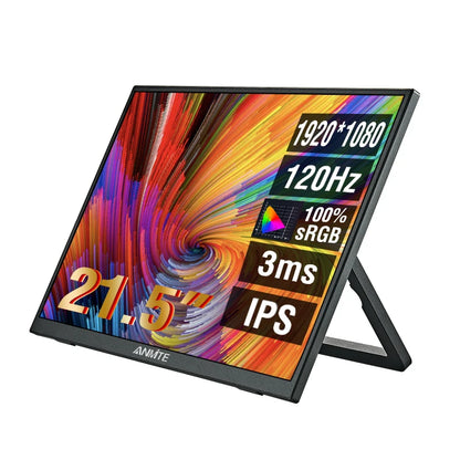 Anmite 21.5 inch Portable Monitor 120Hz RGB100% With VESA Hole & Back bracket Laptop Extended Display ADS-IPS HDR Screen