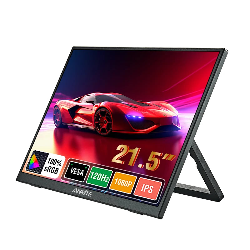 Anmite 21.5 inch Portable Monitor 120Hz RGB100% With VESA Hole & Back bracket Laptop Extended Display ADS-IPS HDR Screen