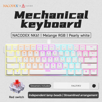Ajazz NK61 Mechanical Wired Gaming Keyboard RGB Lighting Supports Hot-Swappable 61-Key Mechanical Wired Gaming Keyboard