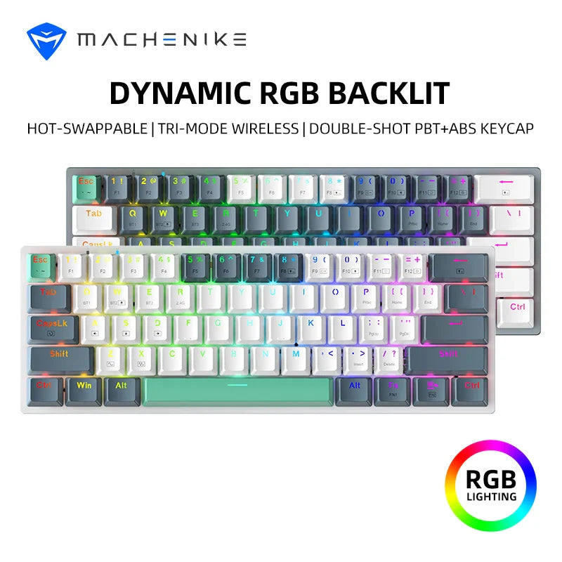 MACHENIKE K500-B61W Mechanical Keyboard 60% Tri-mode ANSI Latam-ES Layout Wireless Hot-swap Gaming Keyboard For PC Gamer