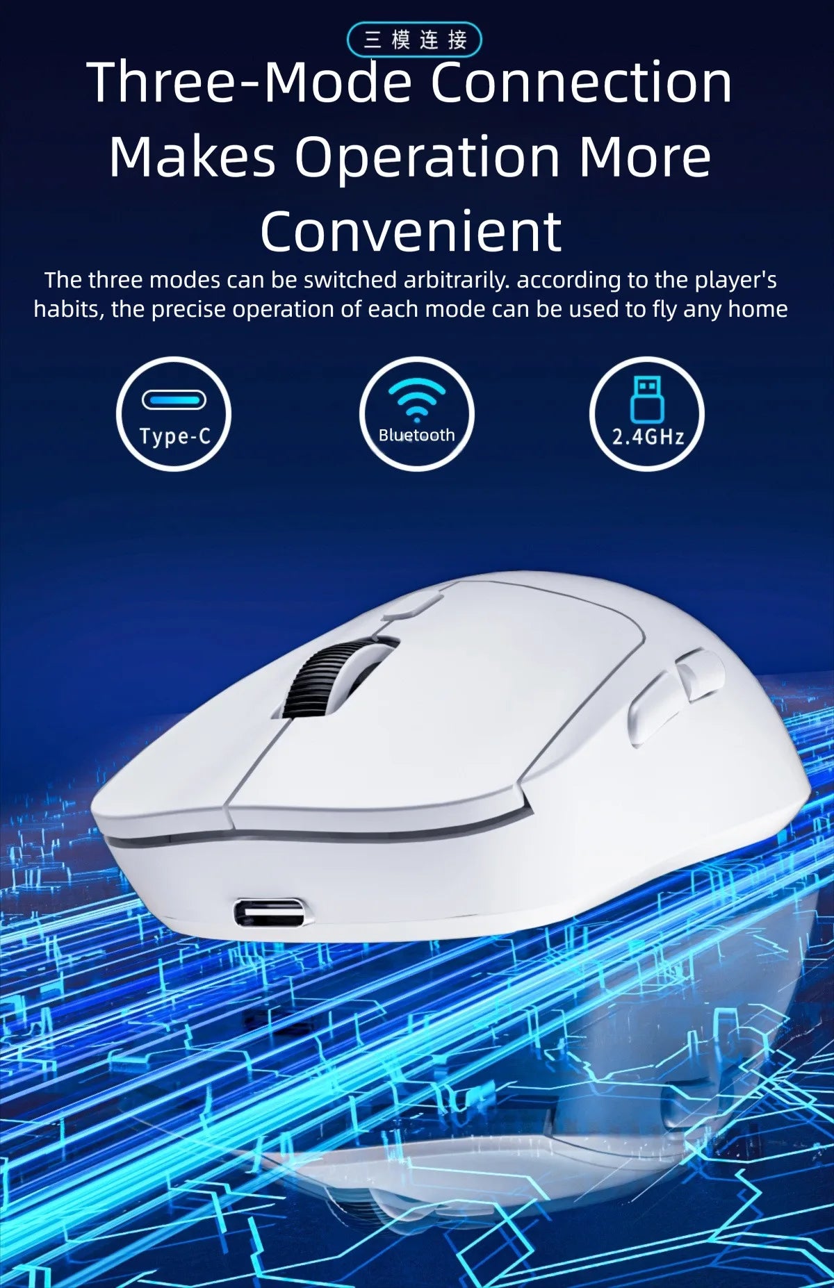 2.4G Wireless Mouse 6 Buttons Professional Optical Wireless 6400 DPI  Mouse Rechargeable Mouse Portable for Laptop PC Gamer