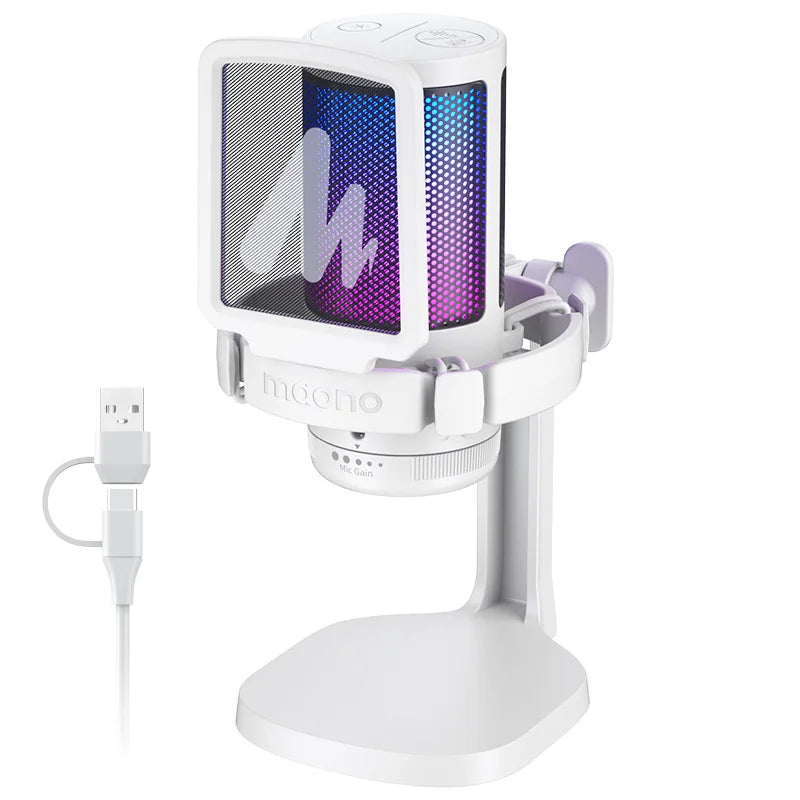 Maono DGM20 Gaming Microphone,USB Microphone Condenser Mic RGB Gaming Mic with Noise reduction software,Mic Gain,One Key Mute