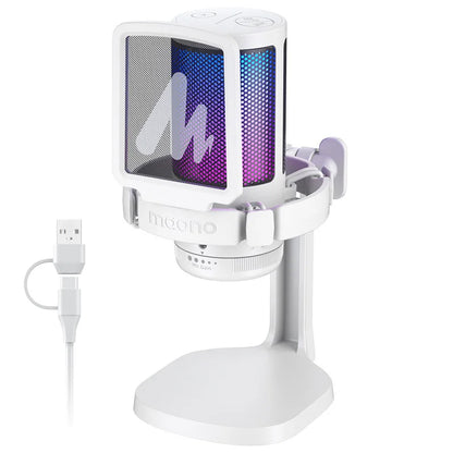 Maono DGM20 Gaming Microphone,USB Microphone Condenser Mic RGB Gaming Mic with Noise reduction software,Mic Gain,One Key Mute