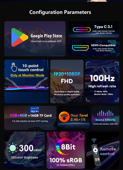 Zeuslap 18.5 inch Smart TV Portable Touch Screen Monitor with Google TV For Mini PC Laptop Phone Xbox PS4 PS5 Switch