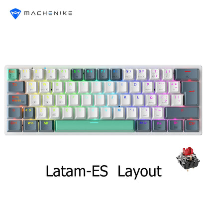 MACHENIKE K500-B61W Mechanical Keyboard 60% Tri-mode ANSI Latam-ES Layout Wireless Hot-swap Gaming Keyboard For PC Gamer
