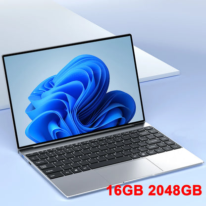 NEW 14.1" Ultra Slim Laptop 16GB RAM 2TB SSD Windows 11 Intel N3700 Notebook Gamer 1920*1080 Display Office Study Computer PC