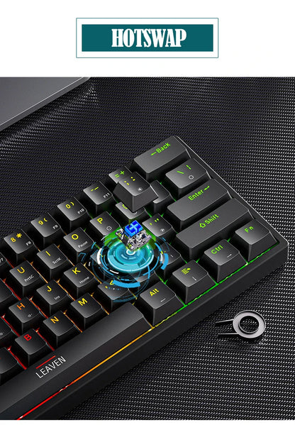 K620 Mini Gaming Mechanical Keyboard 61 Keys RGB Hotswap Type-C Wired Gaming Keyboard PBT Keycaps 60% Ergonomics Keyboards