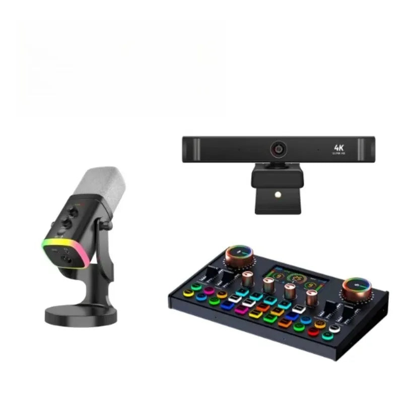 Podcast Full set of microphone live sound card 4k webcam microphone live streaming