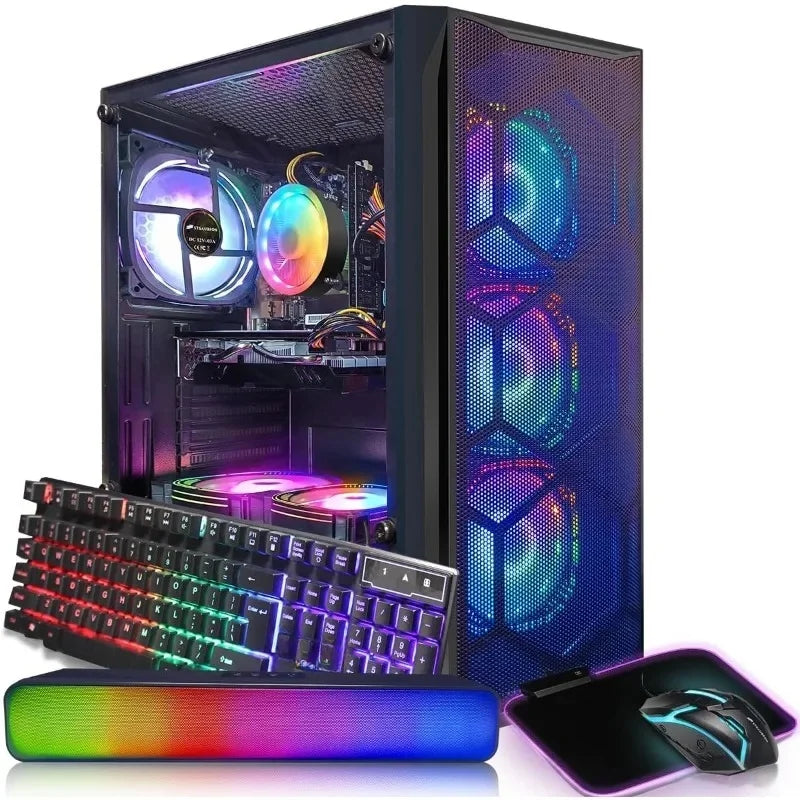 Gaming PC Desktop Computer, Core I7 up to 3.9 GHz, Radeon RX 580 8G, 16G RAM, 512G SSD, WiFi, Bluetooth 5.0, RGB.