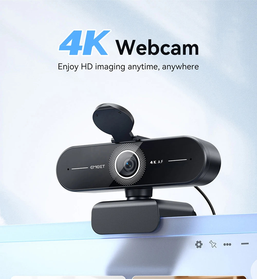 4K Ultra HD Webcam 1080P 60fps Web Camera EMEET C60E Autofocus USB Computer Camera for Live Streaming/ Video Call/ Conference