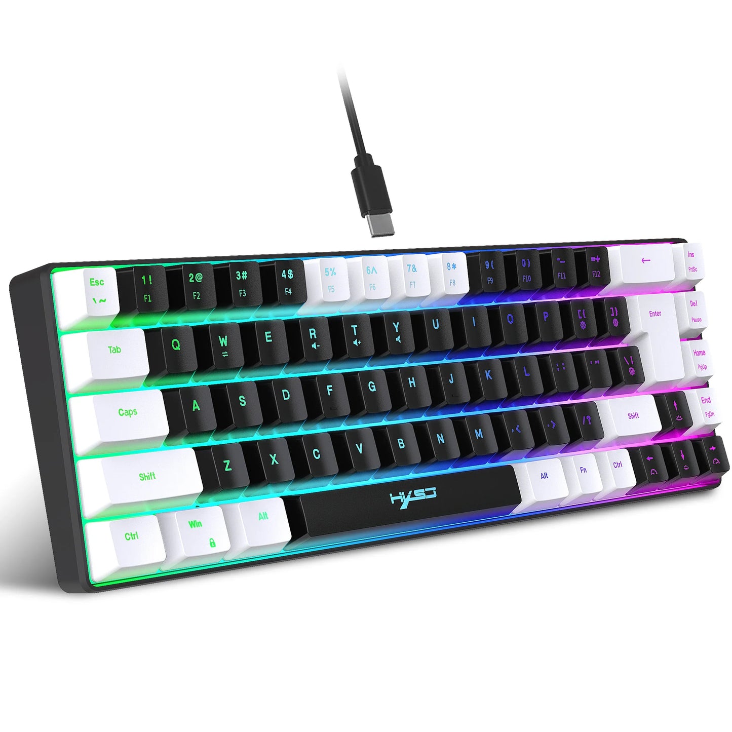 60% Wired Gaming Keyboard, Small RGB Backlit Membrane 68 key Gaming Keyboard, Ultra-Compact Mini Keyboard For PC Computer Gamer