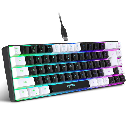60% Wired Gaming Keyboard, Small RGB Backlit Membrane 68 key Gaming Keyboard, Ultra-Compact Mini Keyboard For PC Computer Gamer