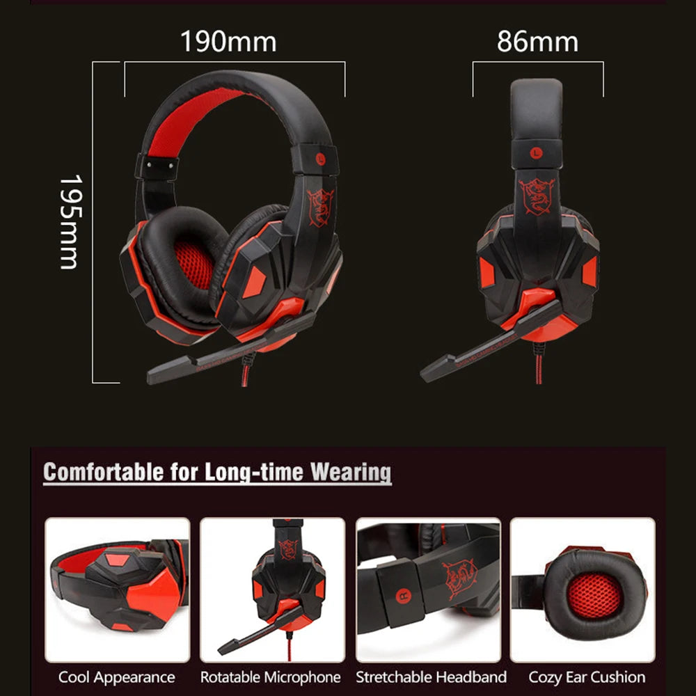 USB 3.5mm Wired Gaming Headphones With Microphone Noise Cancelling HiFi Stereo Bass Gamer Headset For PS4 PS5 Xbox One Laptop PC