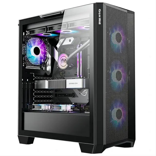 aotesier pc gaming i9 i7 computer acrylic  light strip front panel top power supply side transparent chassis game atx host box