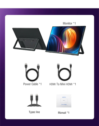 Anmite 21.5 inch Portable Monitor 120Hz RGB100% With VESA Hole & Back bracket Laptop Extended Display ADS-IPS HDR Screen