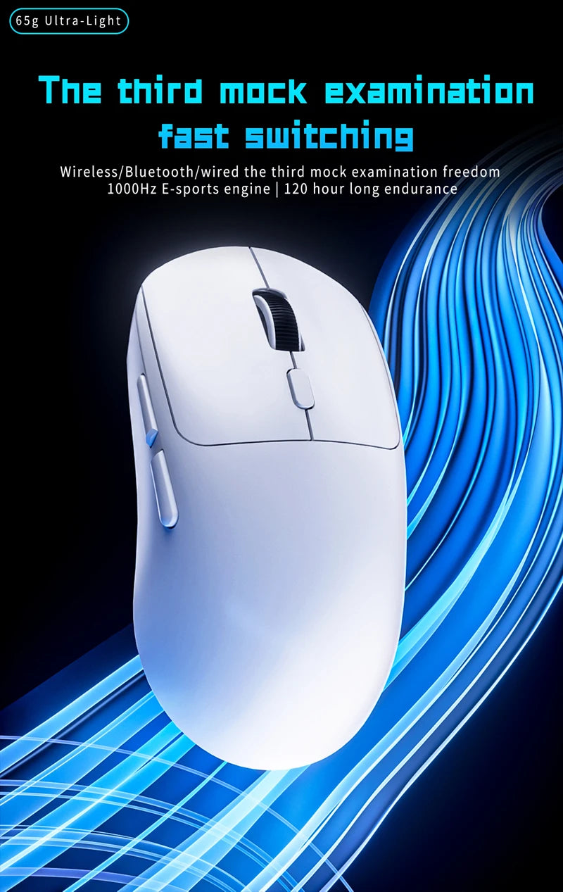 M348 Superlight Mouse Bluetooth 2.4G Wireless Gaming Mouse Flagship Chip Gaming Sensor 6 Adjustable DPI for Office Game
