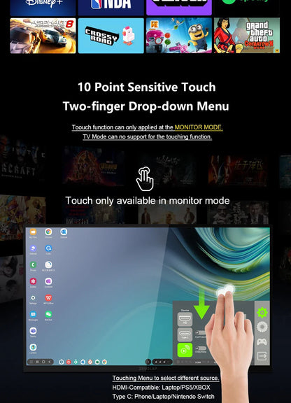 Zeuslap 18.5 inch Smart TV Portable Touch Screen Monitor with Google TV For Mini PC Laptop Phone Xbox PS4 PS5 Switch