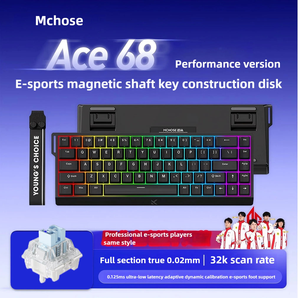 MCHOSE Ace68 Wired Mechanical Gaming Keyboard-68-Key Ultra-Compact layout RGB Backlit Ultra-Low Latency Type-C Wired